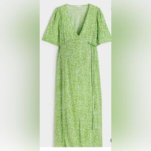h&m green maternity dress Mila Sage Slip Dress | Lace Midi Puff Sleeve Dress main image 0